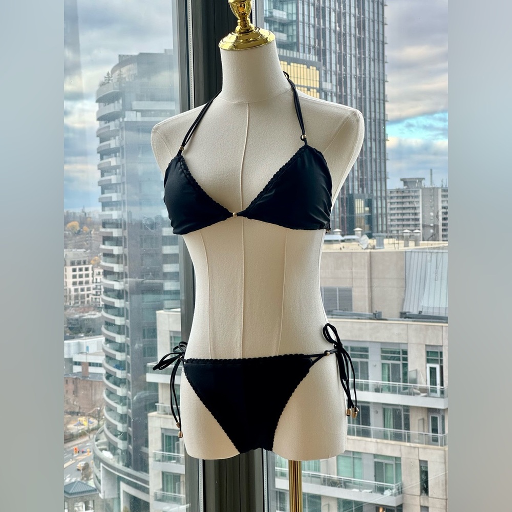 🆕 ZIMMERMANN 🧿 NWOT Vitali Trimmed Mini Tri Bikini, Black, Sz 2 - US 6 / 8 - Picture 3 of 15
